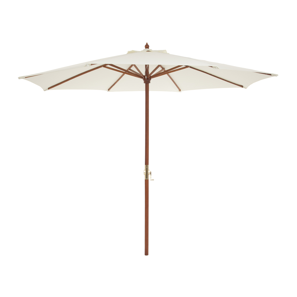 Coastal Classic 3m Wooden Market Umbrella Crank Handle Beige