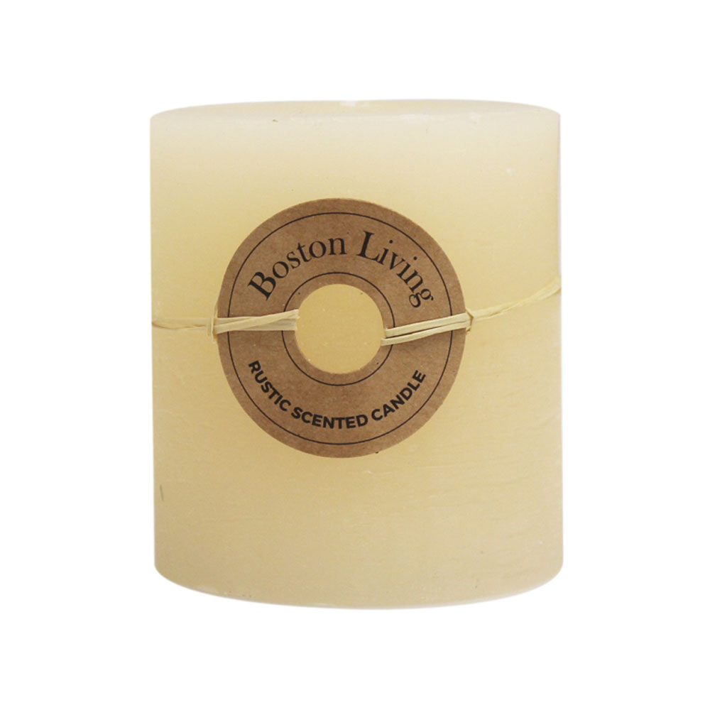 Boston Living Rustic Pillar Candle White 7x7.5cm