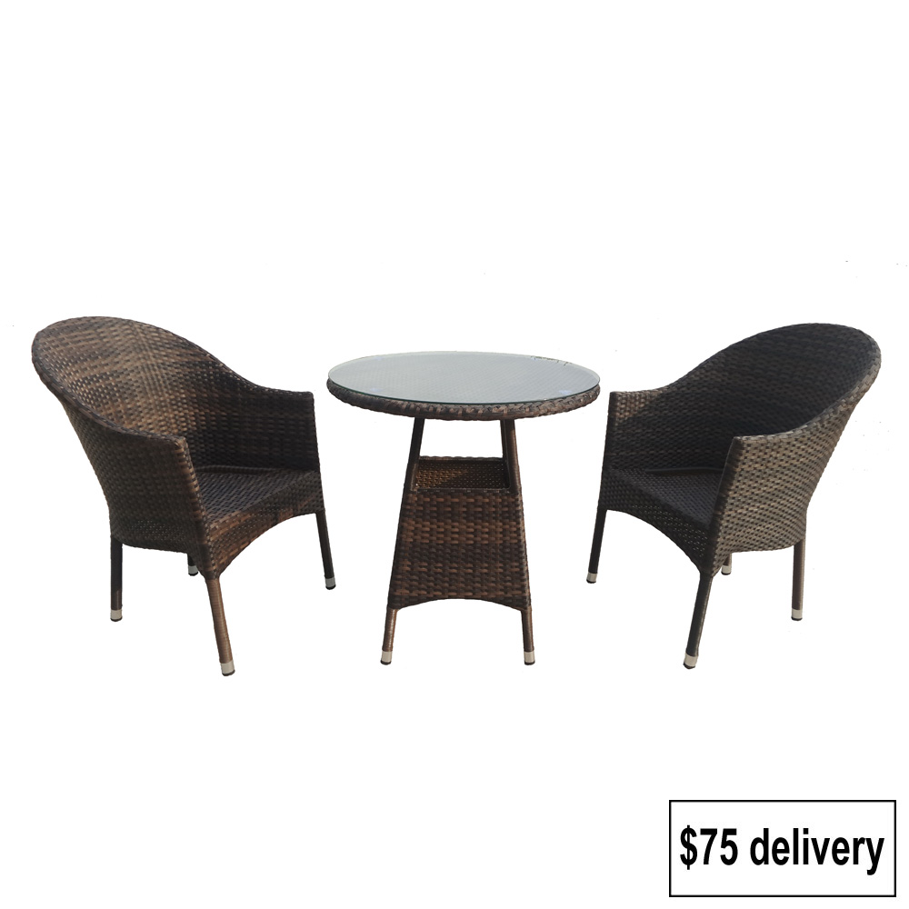 Amalfi Promenade Wicker Bistro Outdoor Setting 3 Piece