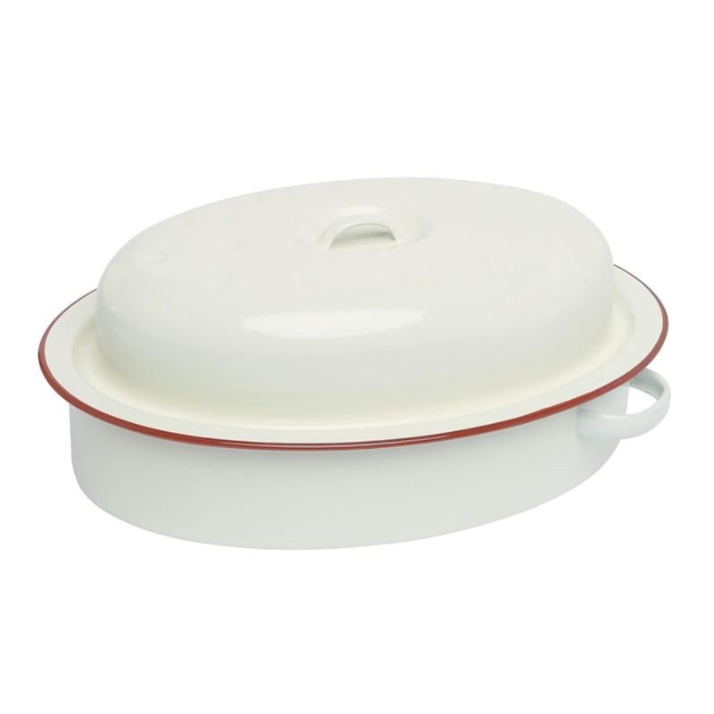 Wiltshire Enamel Roaster Oval 3L With Lid Red Rim Briscoes NZ