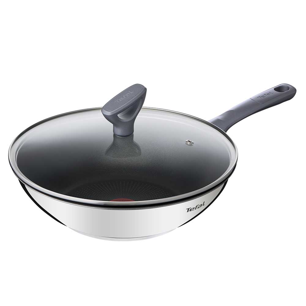 Tefal Daily Cook Stainless Steel Wok & Lid Silver 28cm