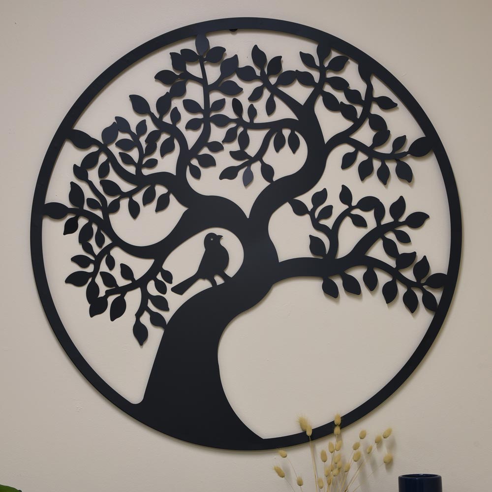 Metal Curved Tree of Life Wall Décor 99x99cm