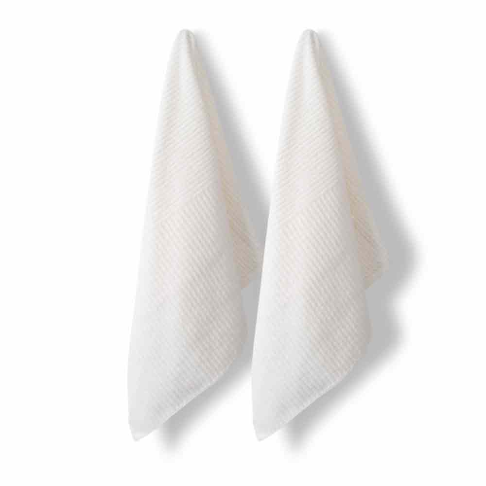 Hampton & Mason Rib Terry Kitchen Towels White 2pk
