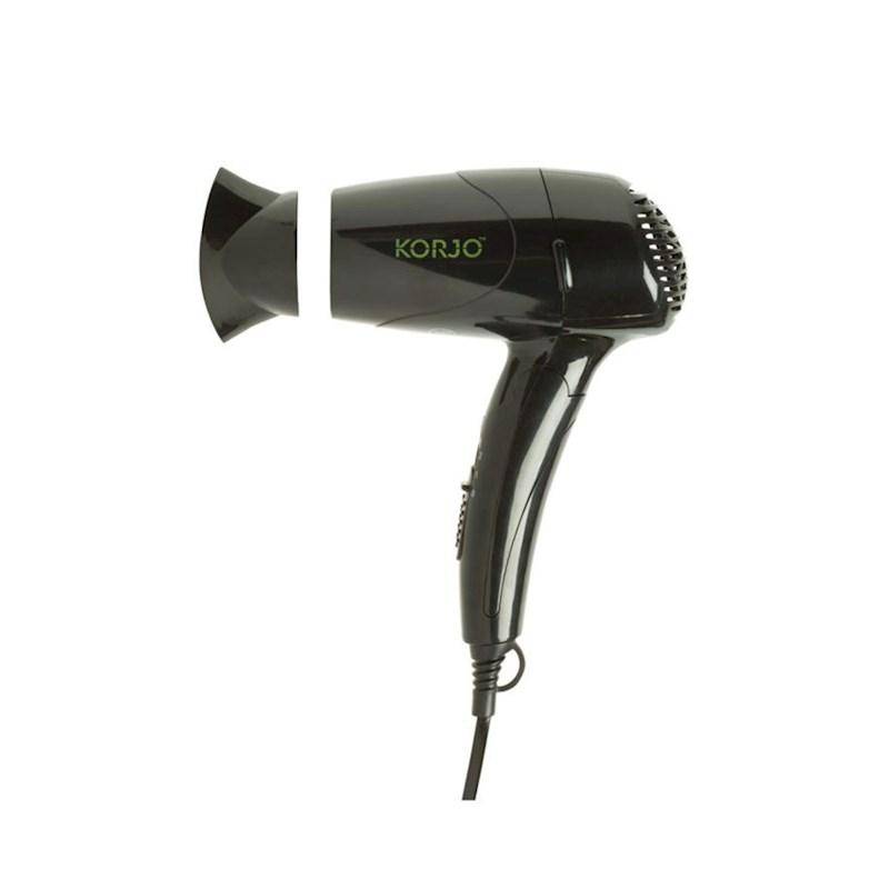 Korjo Foldaway Dual Voltage Travel Hairdryer Black Briscoes NZ