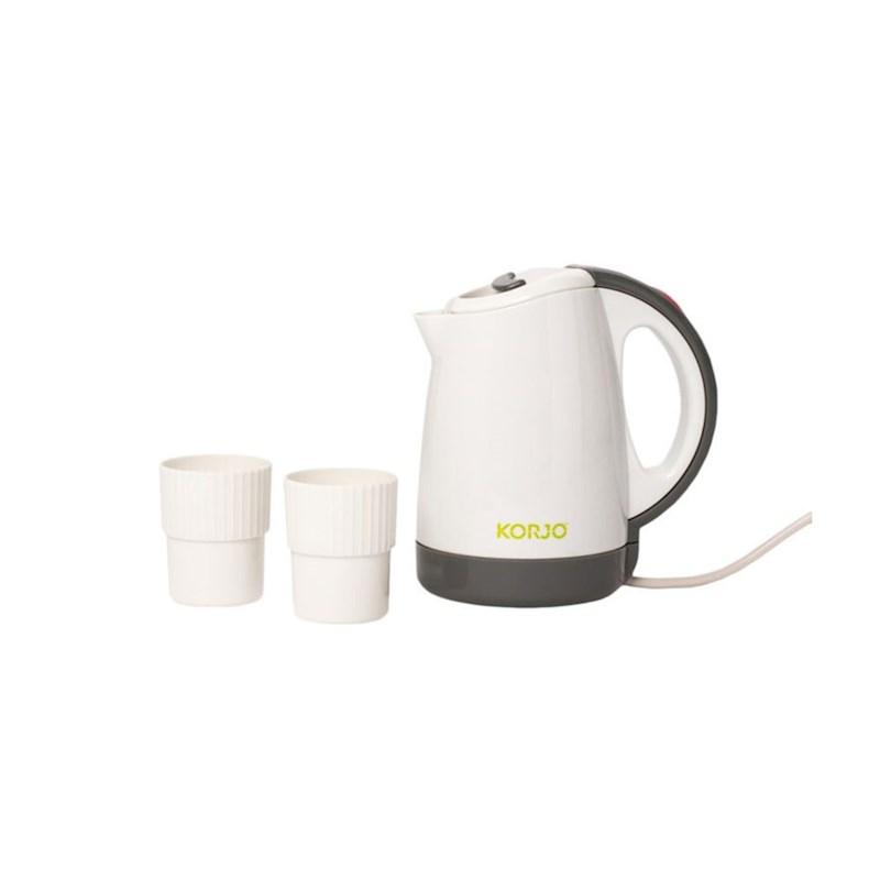 Korjo Travel Jug with 2 Cups White Briscoes NZ
