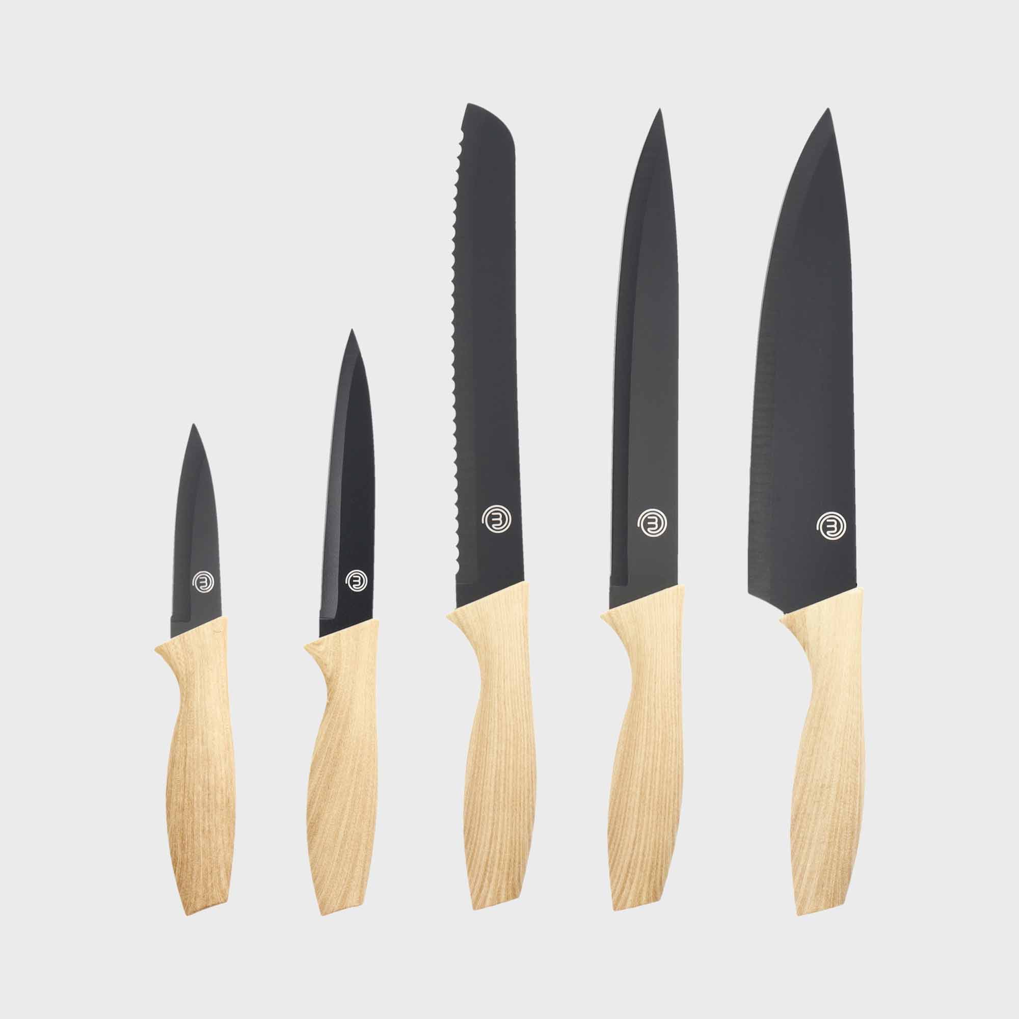 MasterChef Kitchen Knife Set 5 Piece With Wooden Knife Block