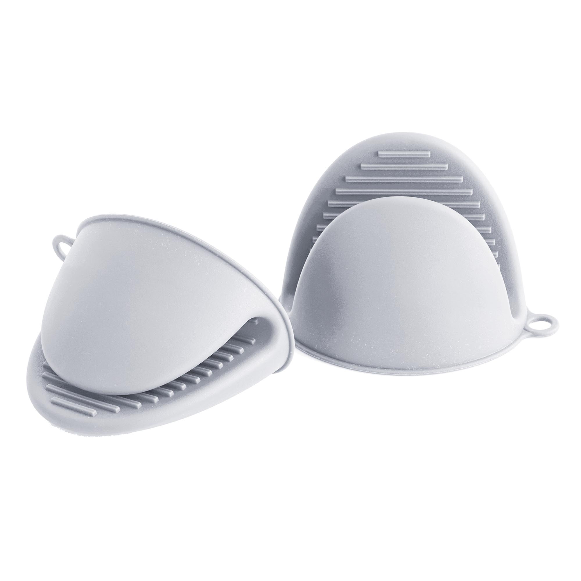 Classic Living All Silicon Ribbed Oven Mitts Titanium Pair