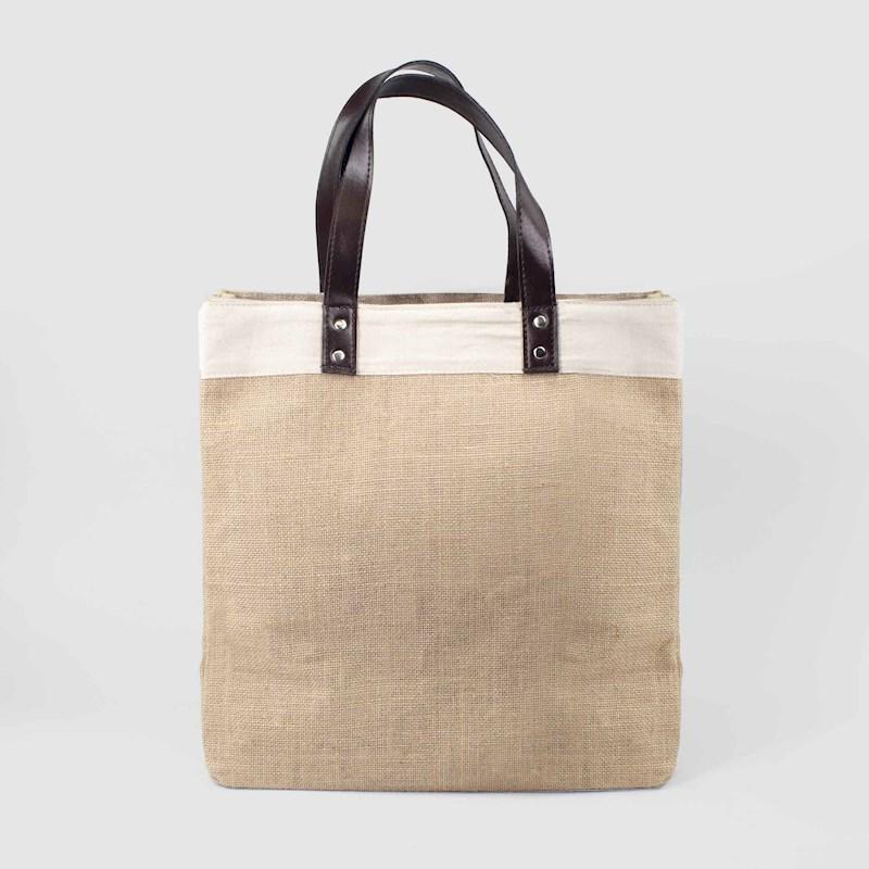 Inhome Jute Bag Leather Handles Briscoes NZ