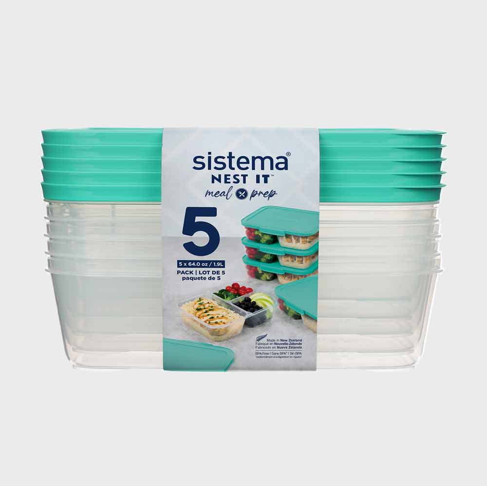 Sistema Meal Prep Nest It Container 59175 5 Pack 1.9 Litre
