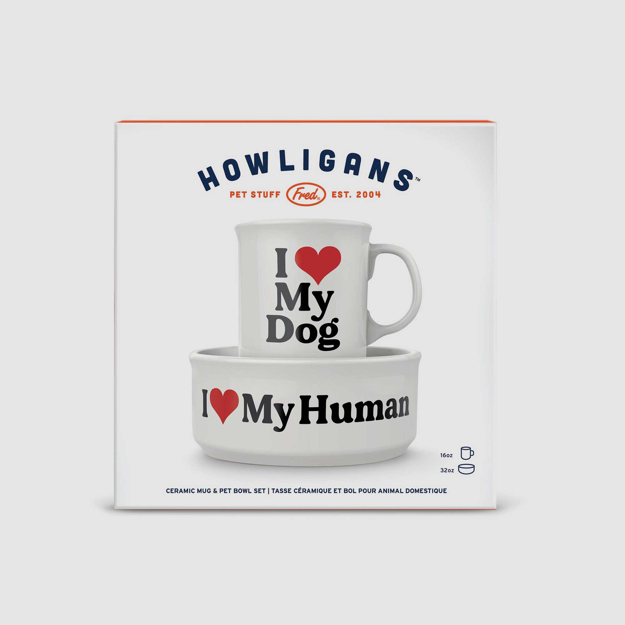 Howligans Heart Dog Mug & Dog Bowl Set