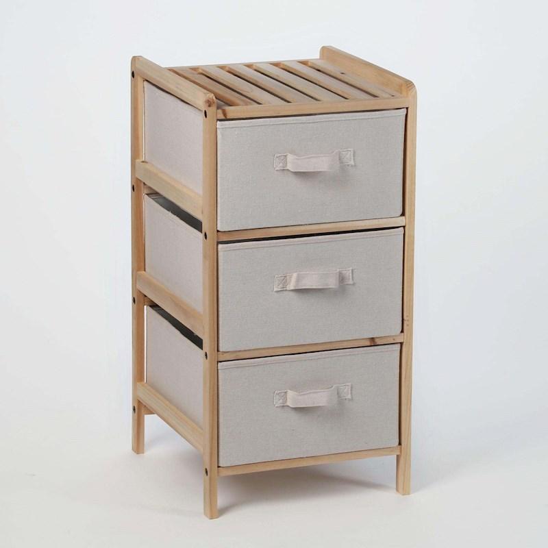 Malibu Drawer Unit Natural 3 Tier Briscoes NZ