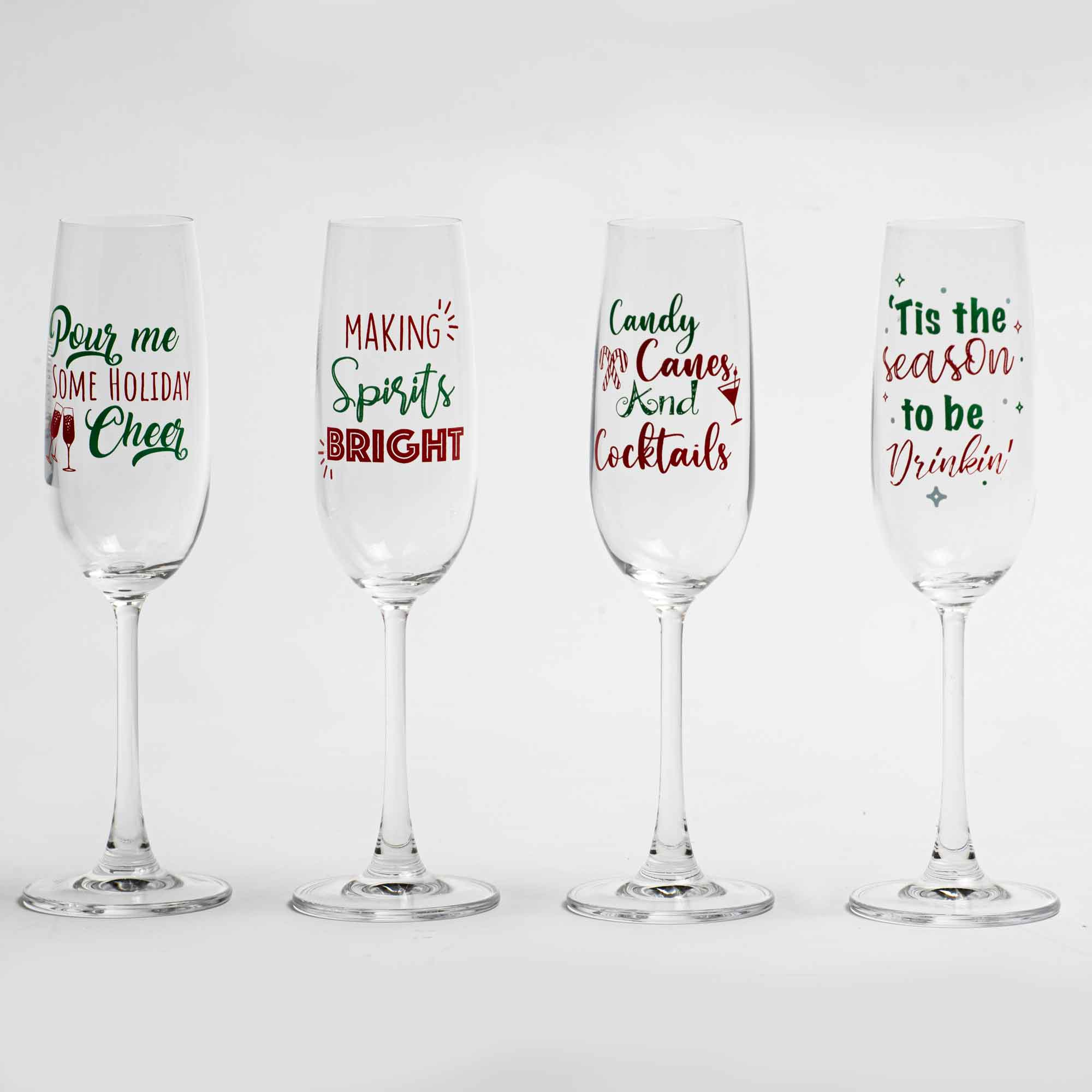 Just Home Novelty Christmas Champagne Glass Set of 4