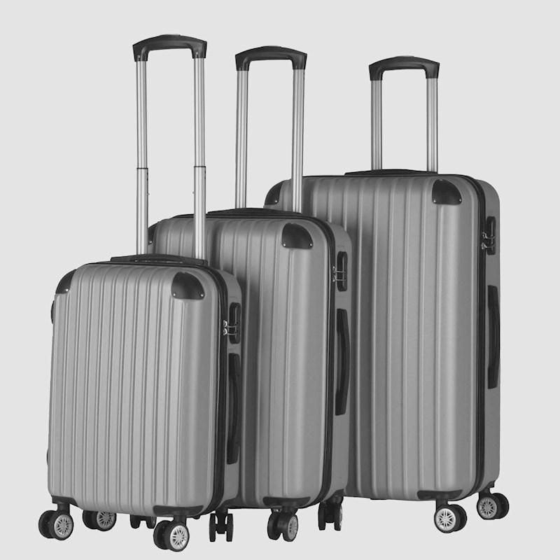Milano Decor Slim Line Trolleycase 3 Piece Set Silver Briscoes NZ