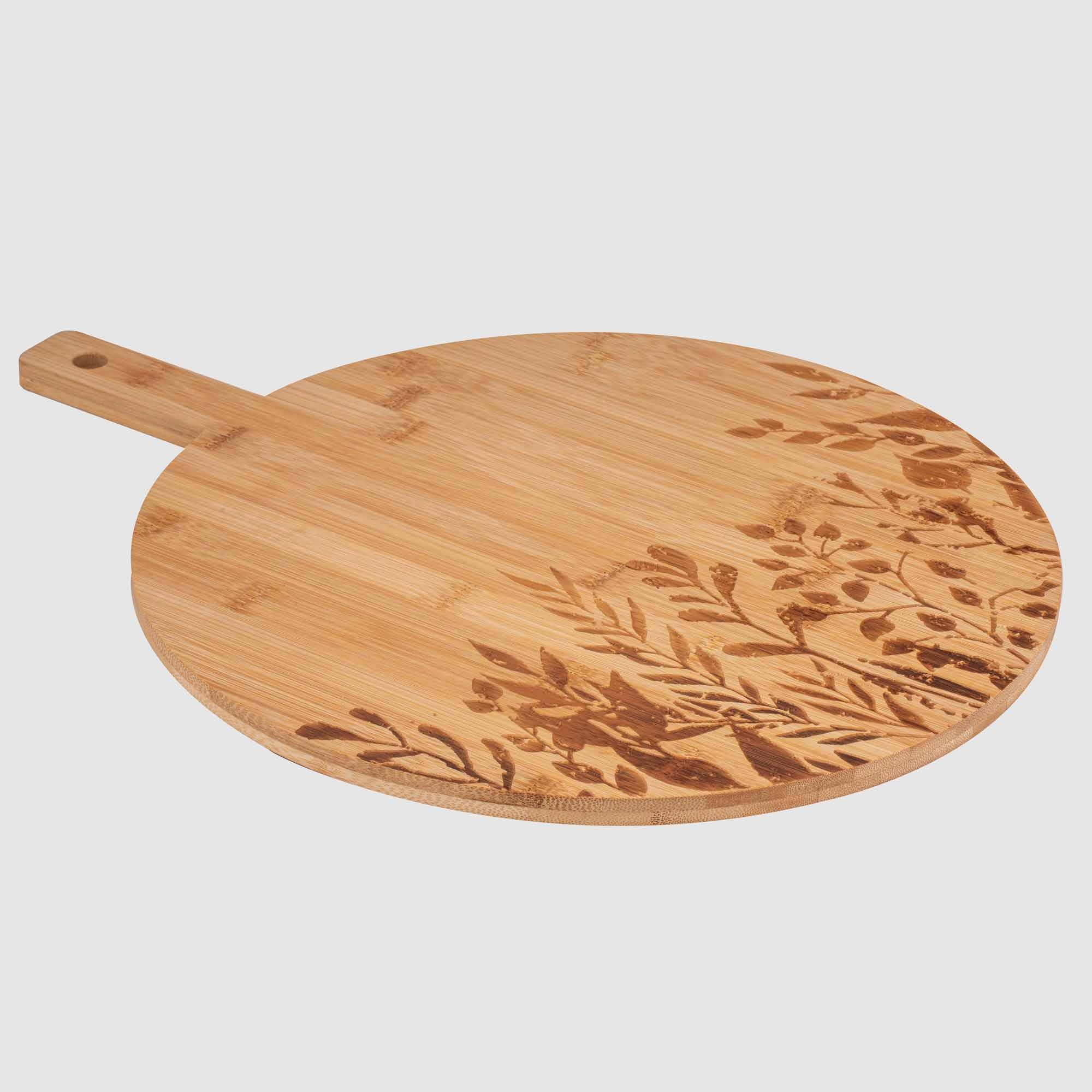 Just Home Foliage Round Bamboo Board