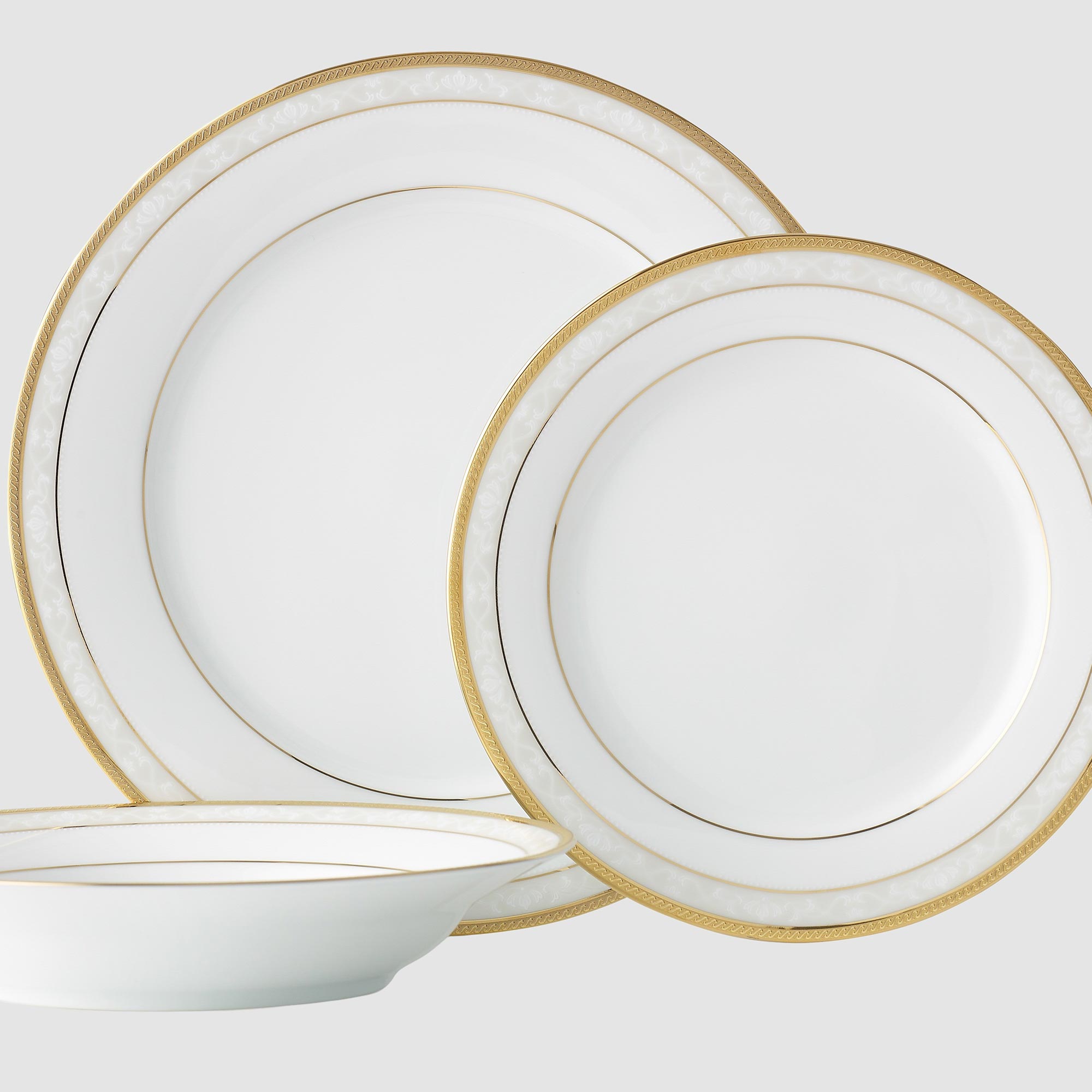 Noritake Hampshire Gold Fine Porcelain Dinner Set 12 Piece