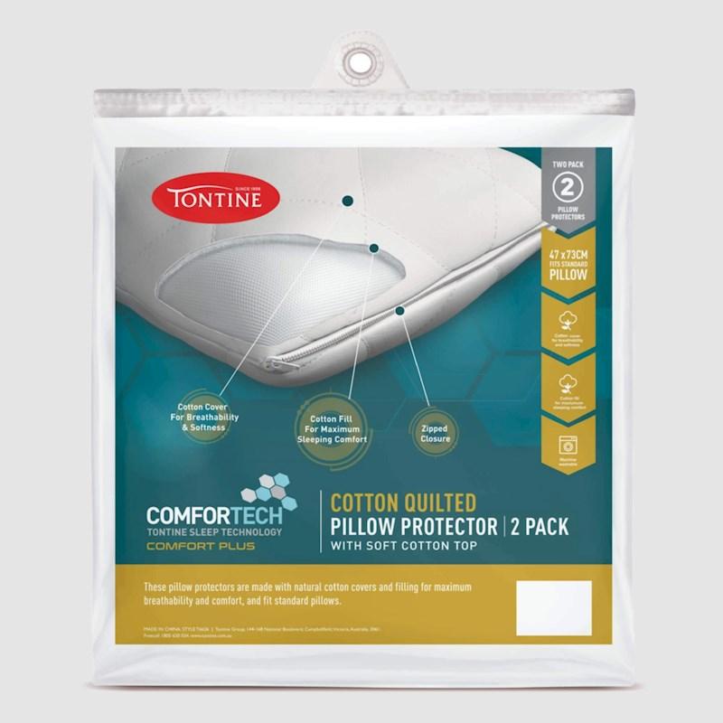 Tontine Comfortech Cotton Quilted Pillow Protector 2 Pack Briscoes NZ