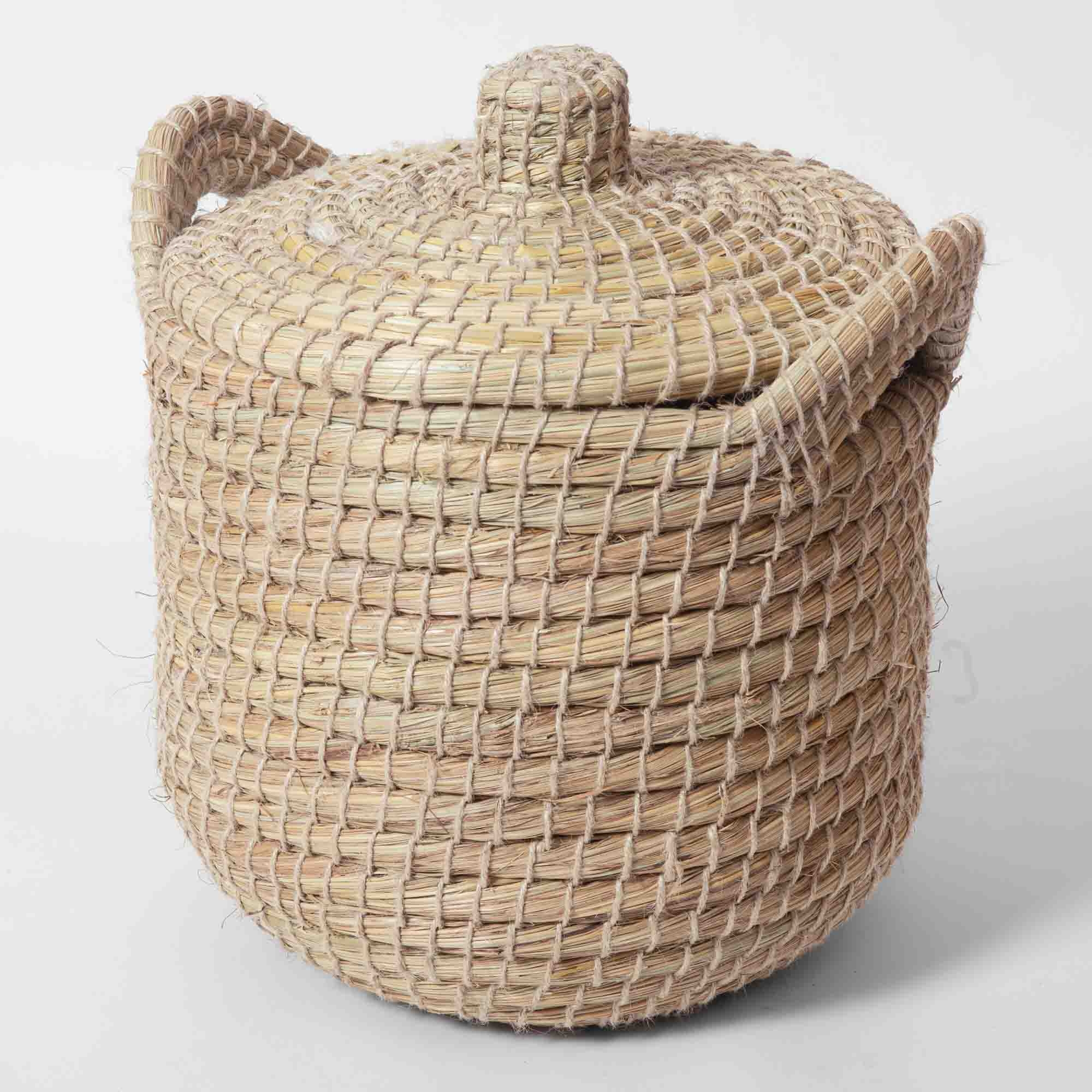 Trade Aid August Kaisa & Jute Storage Basket with Handles Natural Large