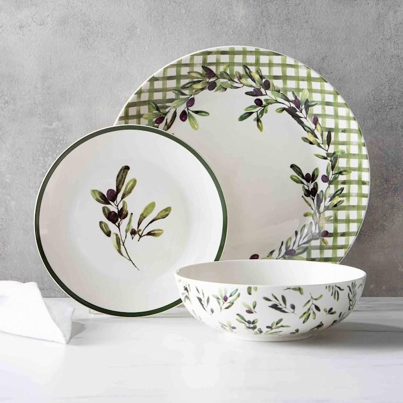 Just Home Dinner Set 12 Piece Olives Briscoes NZ