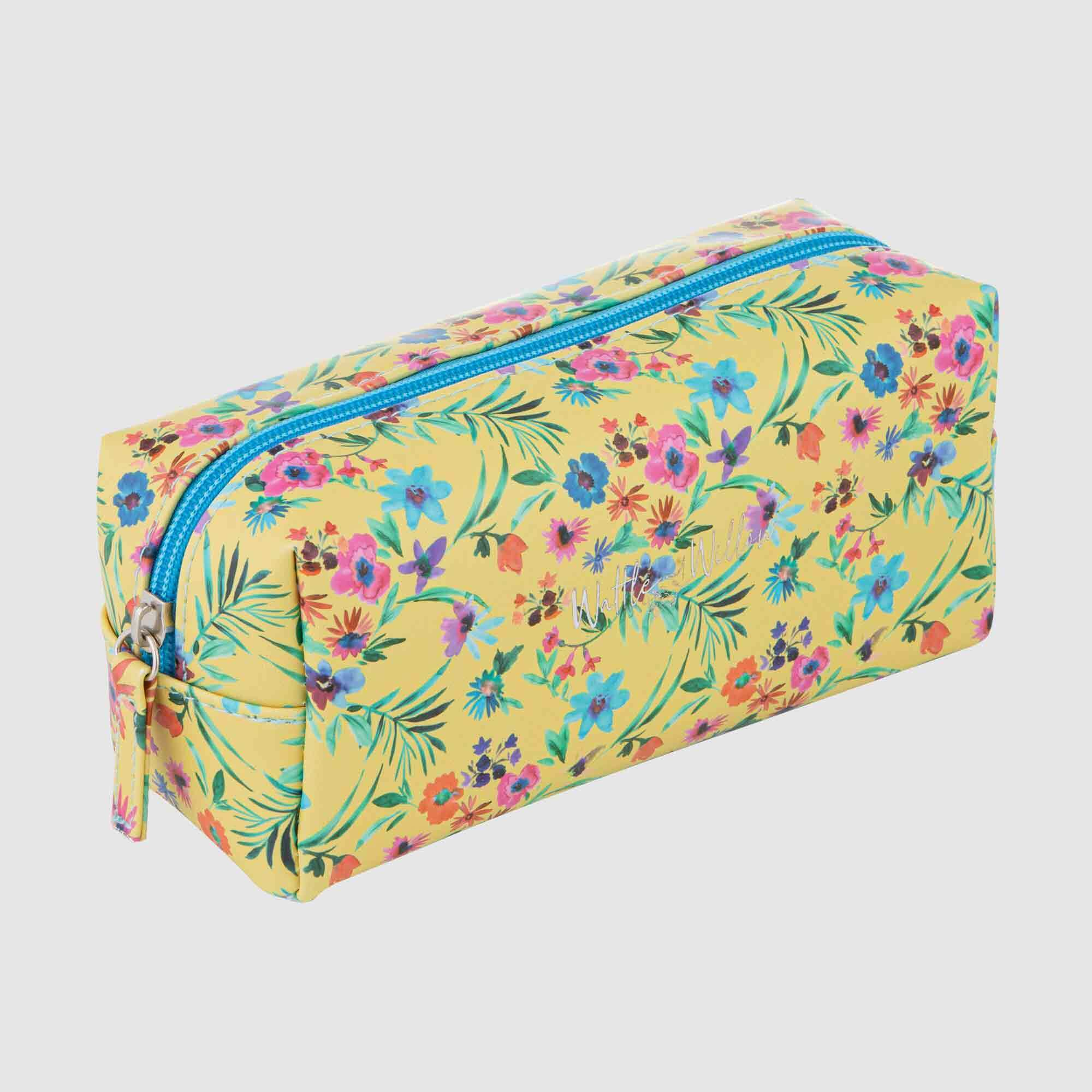 Wattle & Willow Summer Floral Cosmetic Bag Yellow SM