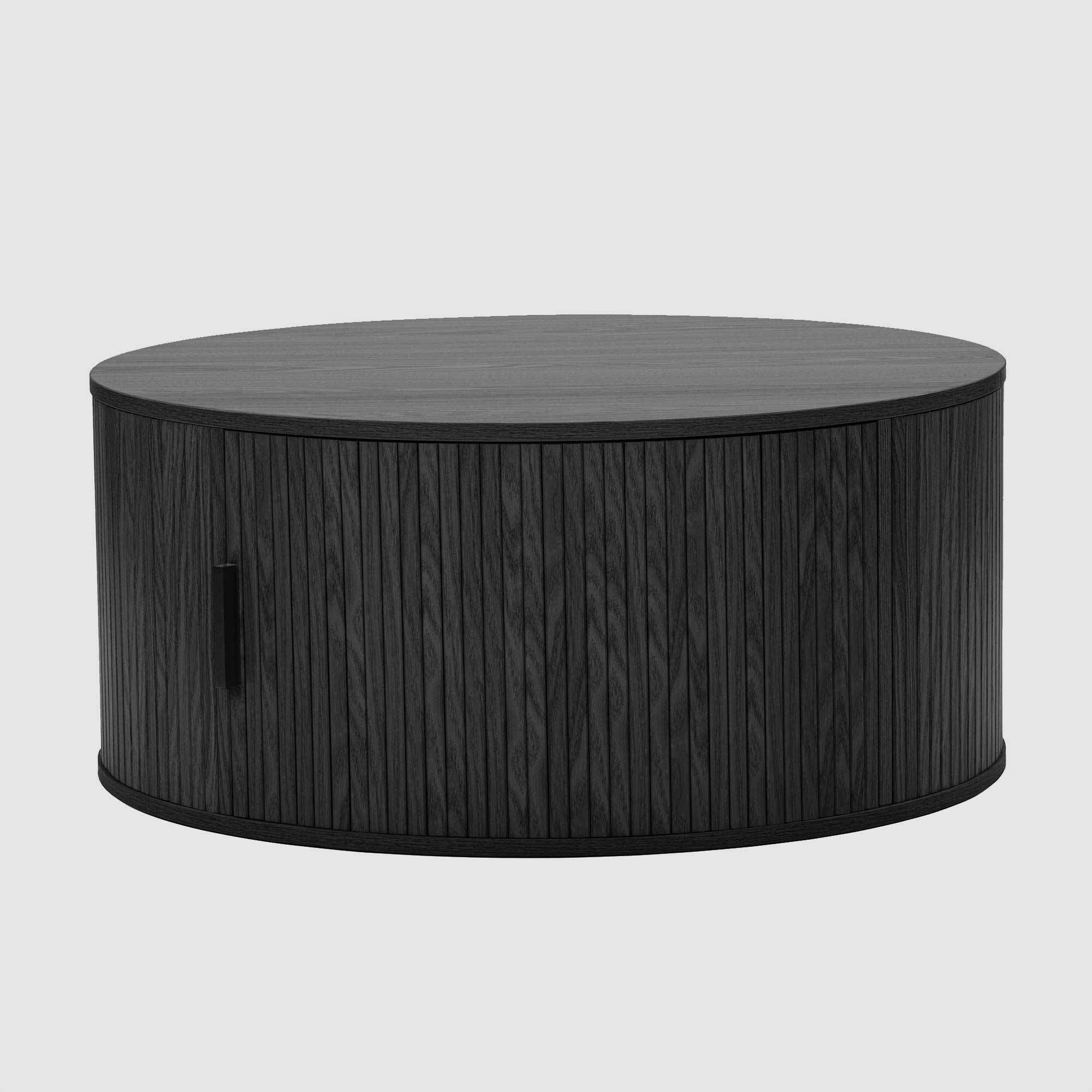 Urban Loft Slatted Coffee Table Round Black
