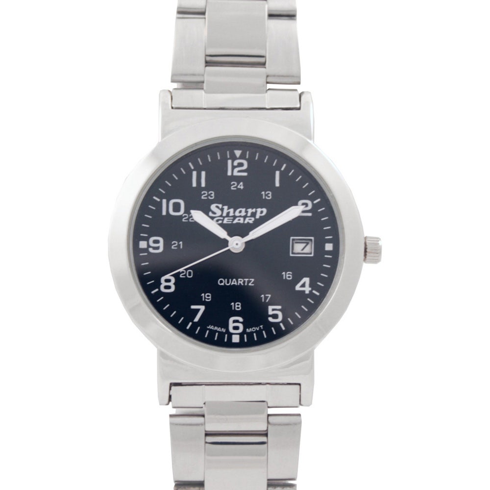Sharp Lcd Watch Sharp Watch Medium Face Silver Band Black Face | Briscoes